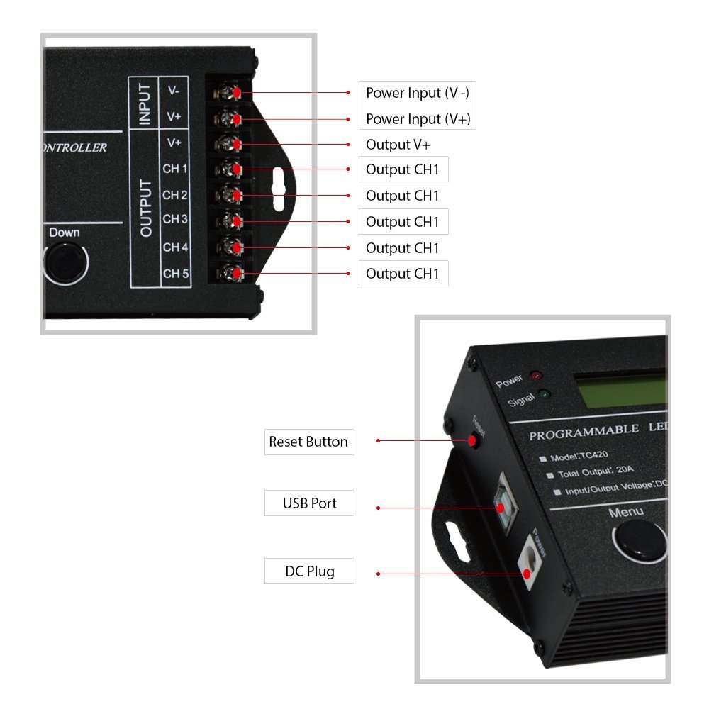 DC12/24V,20A 5 Channel Multi-function programmable LED Time Controller for RGB RGBW Single Color LED Lighting DC12/24V,20A 5 Channel Multi-function programmable LED Time Controller for RGB RGBW Single Color LED Lighting